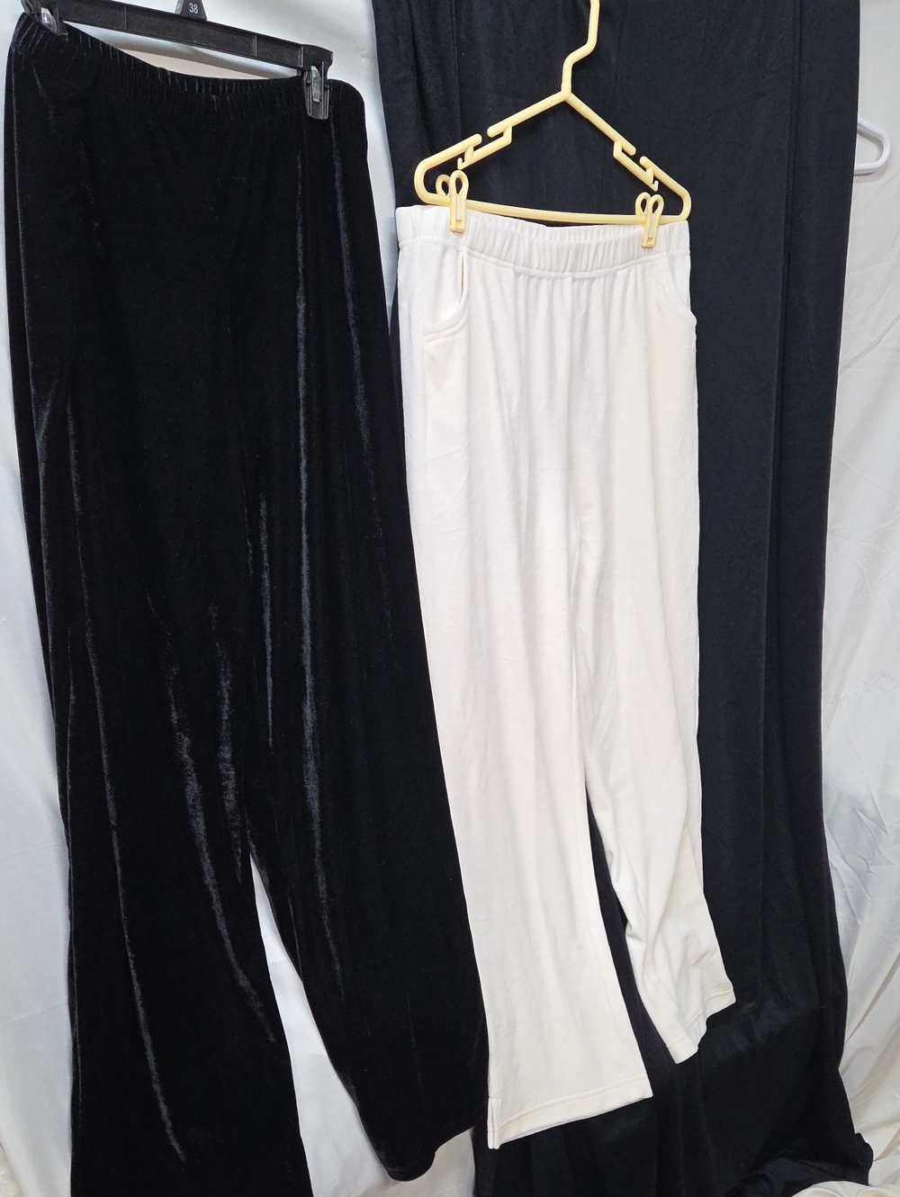 2 Pair Quacker Factory  Velvet Pants in Black and Cream